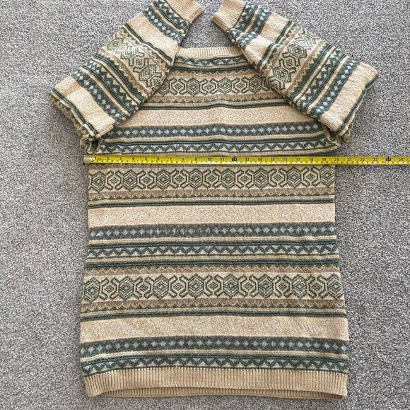 Vintage 90s Alfred Dunner Green & Beige Glitter Thread Thick Knit Sweater Unisex - Picture 7 of 7